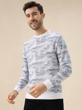 Men's All-Over Abstract  Print Full Sleeves Round Neck Regular Fit Lightweight Sweatshirt